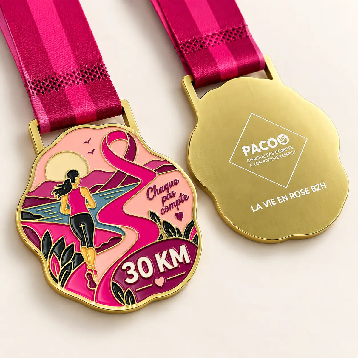 médaille octobre rose running